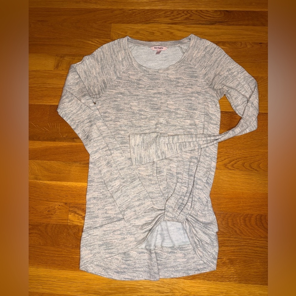 Juicy Couture Y2K Pink & Heather Gray Ruched Long Sleeve Top Size S